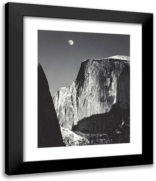 Moon and Half Dome, Yosemite Valley 20x24 Black Modern Wood Framed Art Print Poster by Adams, Ansel