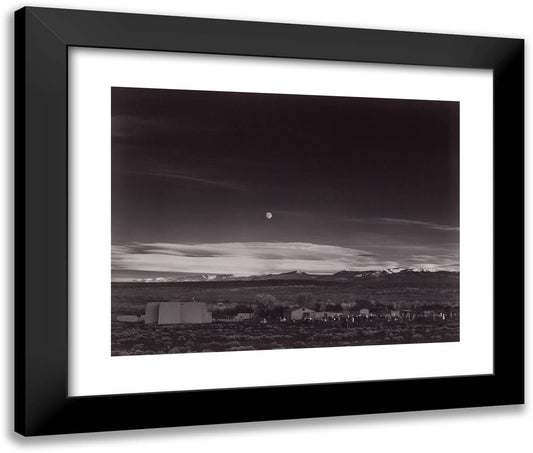 Moonrise, Hernandez, New Mexico_1 24x20 Black Modern Wood Framed Art Print Poster by Adams, Ansel