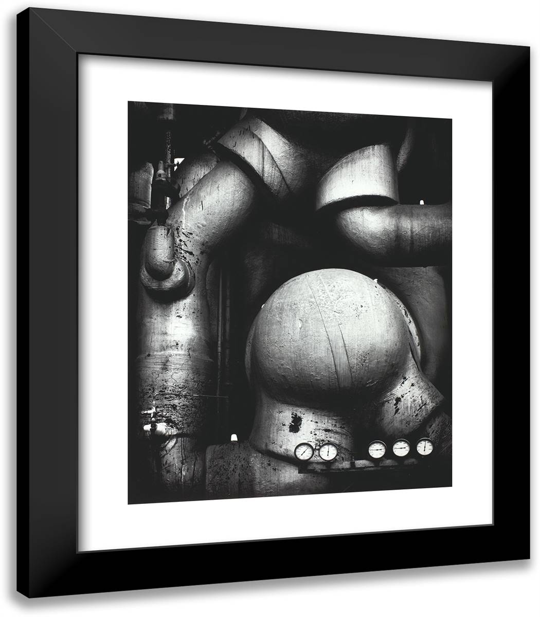 Pipes and Gauges, West VIrginia 20x23 Black Modern Wood Framed Art Print Poster by Adams, Ansel