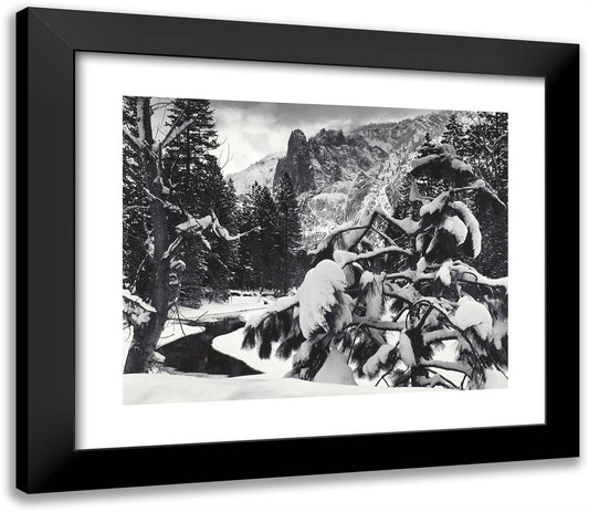 Sentinel Rock, Winter Dusk, Yosemite National Park, California 23x20 Black Modern Wood Framed Art Print Poster by Adams, Ansel