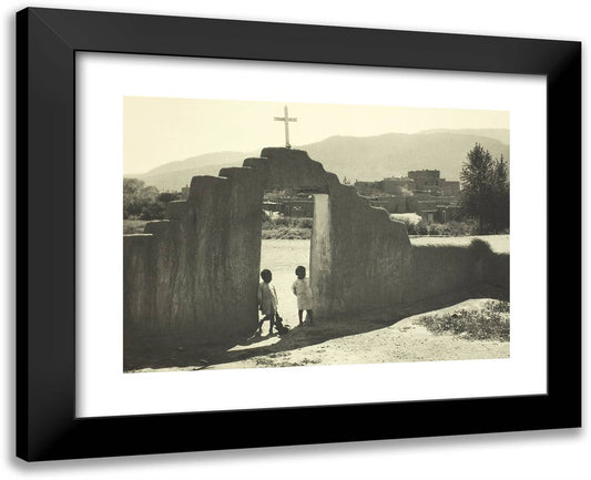 South House (Hlaukwima) and Church Gate 24x19 Black Modern Wood Framed Art Print Poster by Adams, Ansel