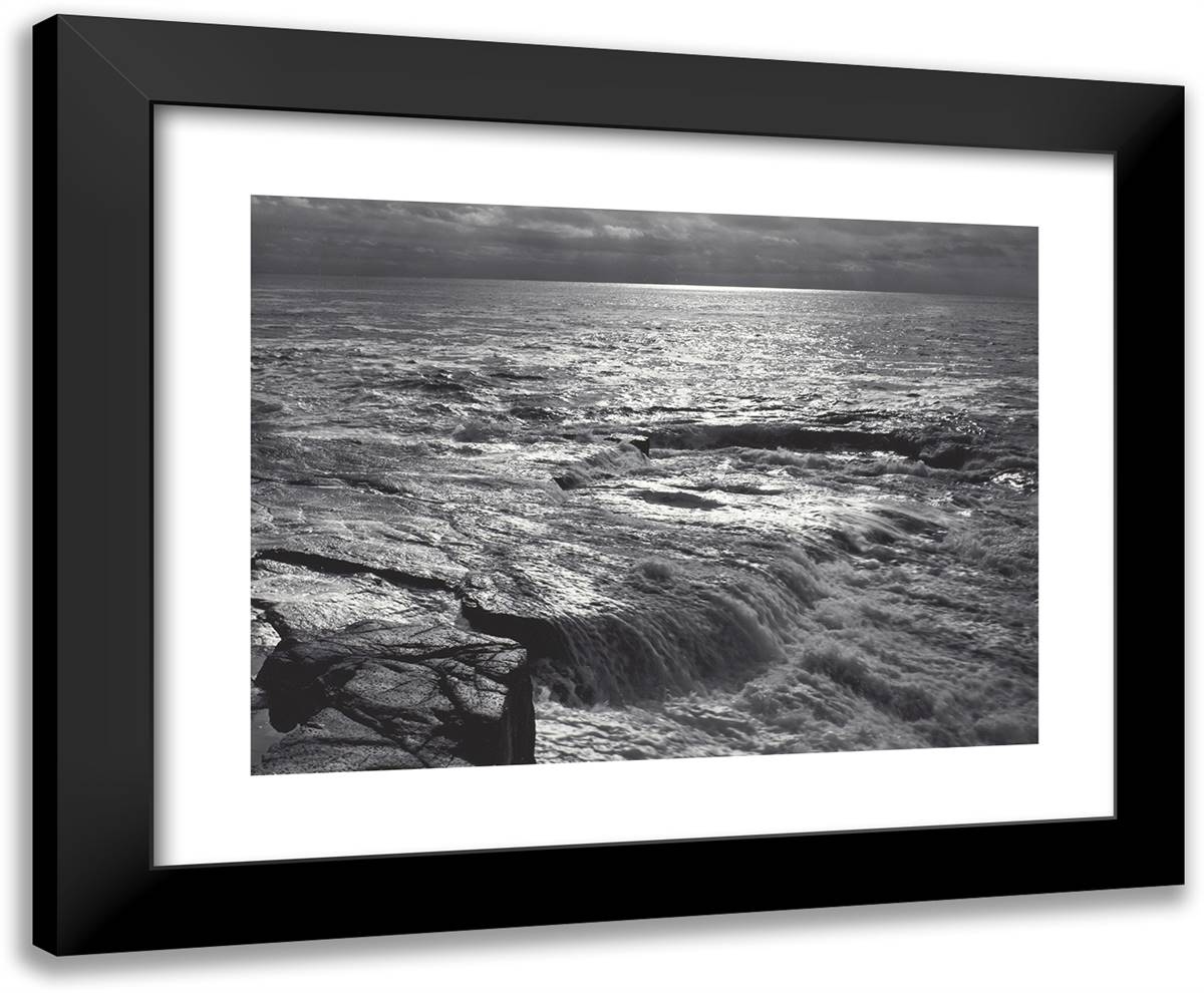 The Atlantic, Schoodic Point, Acadia National Park, Maine 24x20 Black Modern Wood Framed Art Print Poster by Adams, Ansel