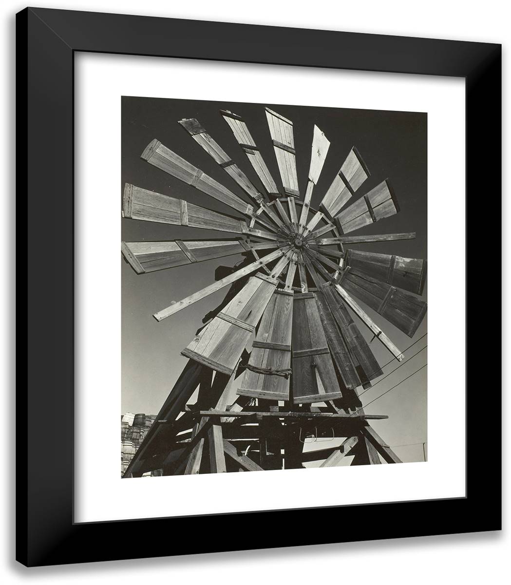Windmill 20x23 Black Modern Wood Framed Art Print Poster by Adams, Ansel