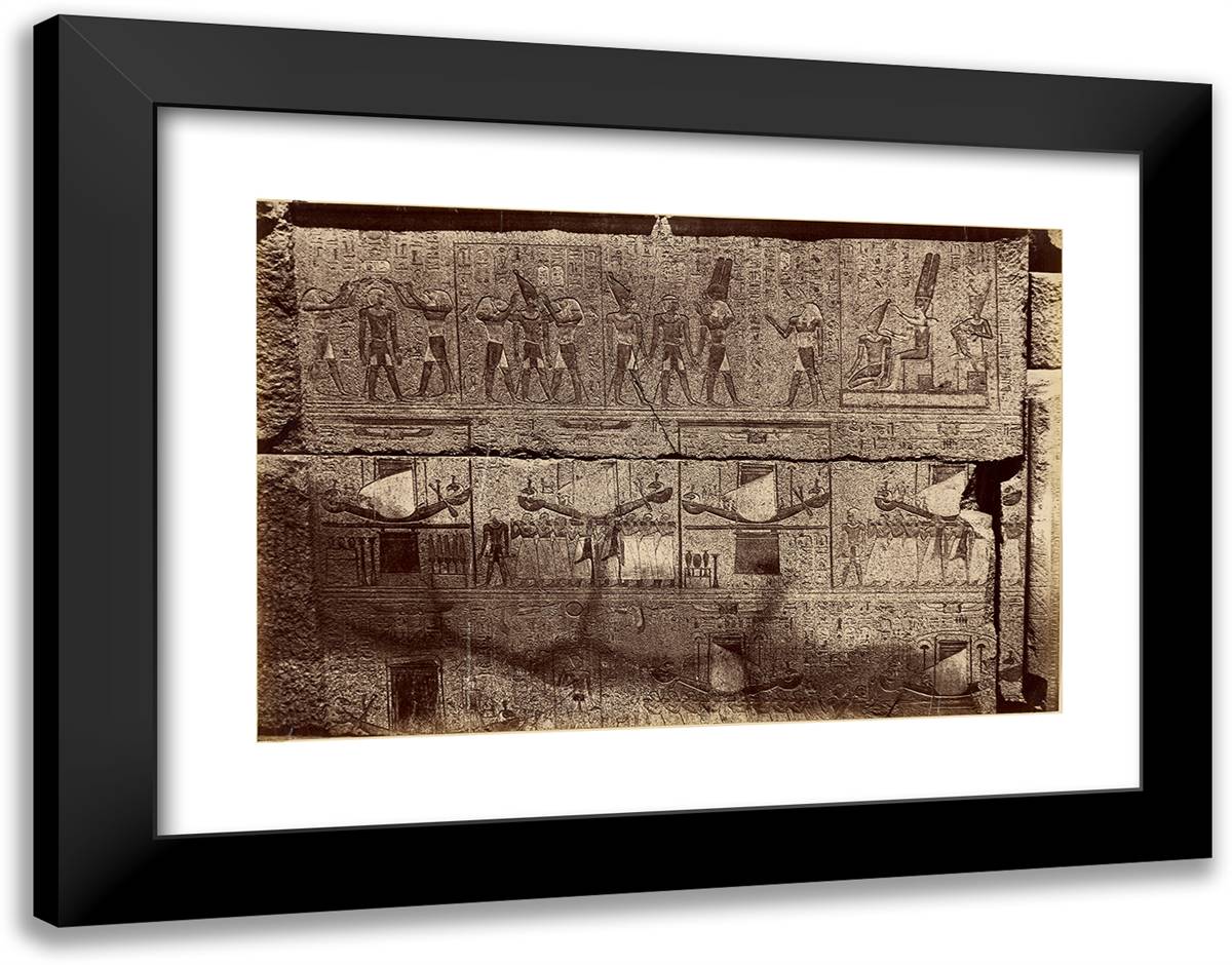 Karnak - the Sanctuary 24x19 Black Modern Wood Framed Art Print Poster by Beato, Antonio