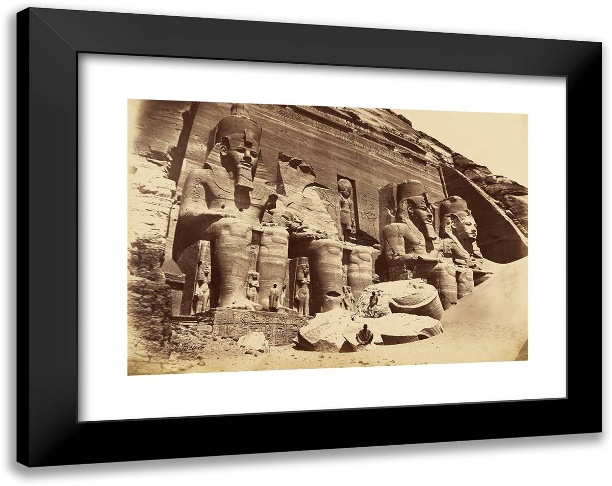 Nubia - Temple of Abu Simbel 24x19 Black Modern Wood Framed Art Print Poster by Beato, Antonio