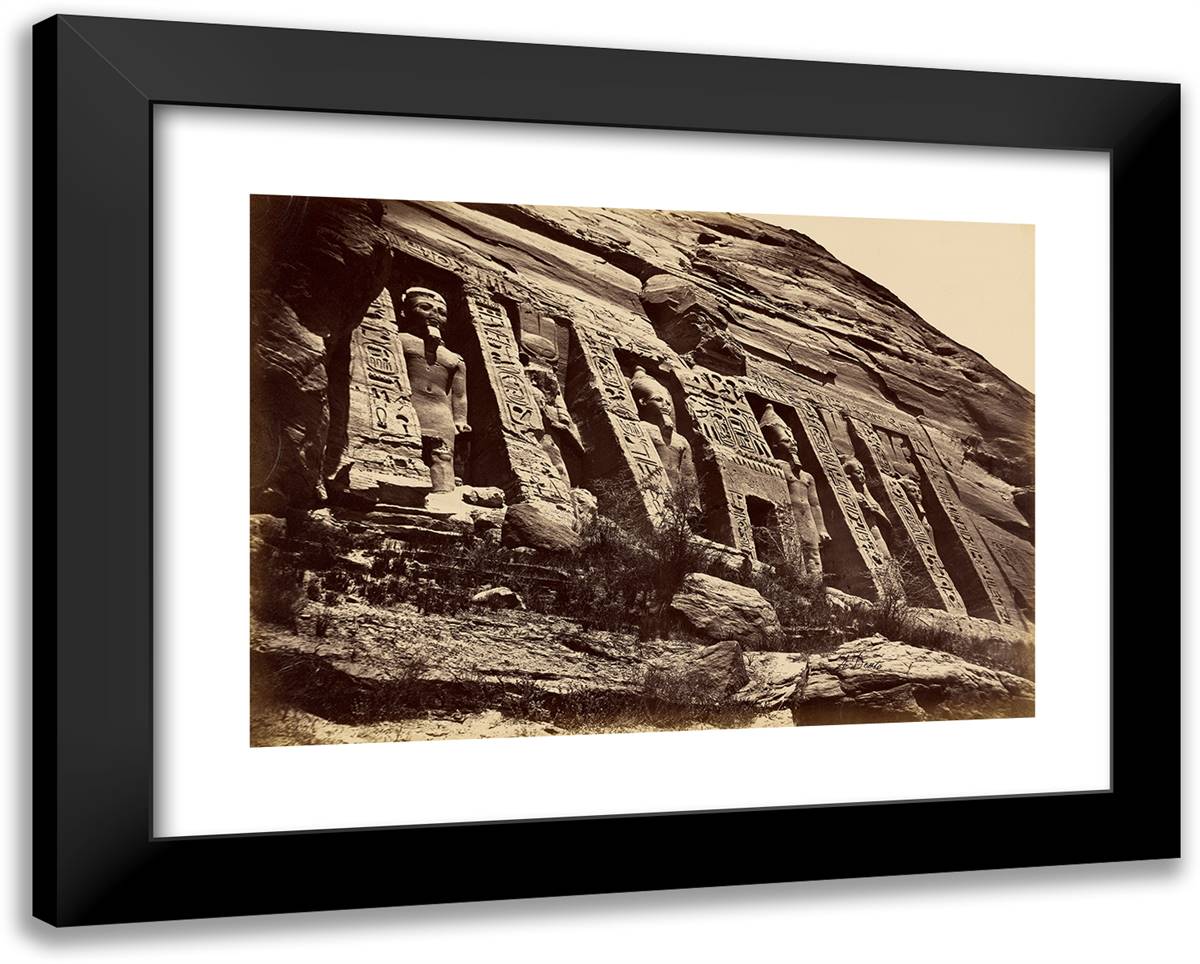Nubia - the Small Temple at Abu Simbel 24x19 Black Modern Wood Framed Art Print Poster by Beato, Antonio