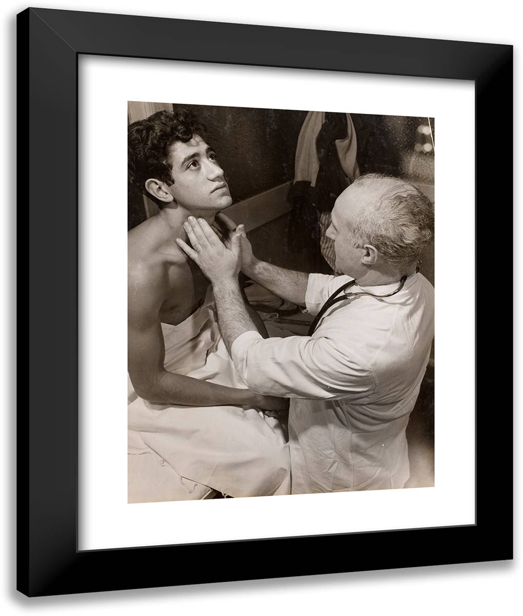 Doctor Checks a Patient's Lymph Nodes 20x24 Black Modern Wood Framed Art Print Poster by Eagle, Arnold