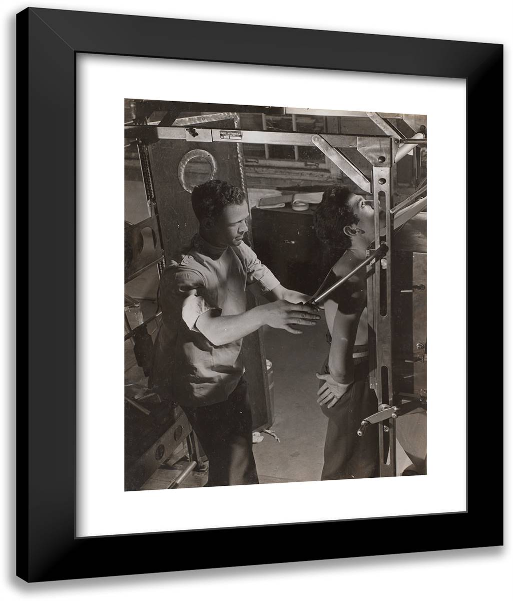 Doctor Uses a Machine to Assess a Patient's Spine 20x24 Black Modern Wood Framed Art Print Poster by Eagle, Arnold