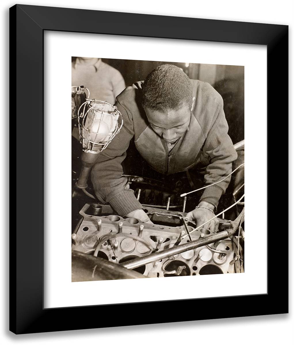 Man Reaches His Hands Into a Machine 20x24 Black Modern Wood Framed Art Print Poster by Eagle, Arnold