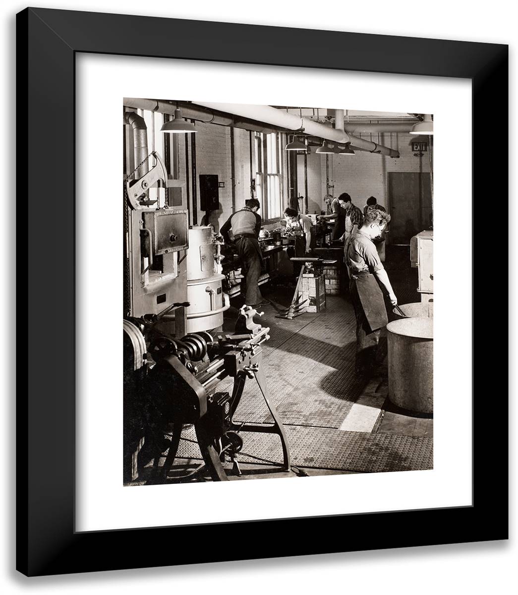 Six Men Work in a Welding Workshop 20x23 Black Modern Wood Framed Art Print Poster by Eagle, Arnold
