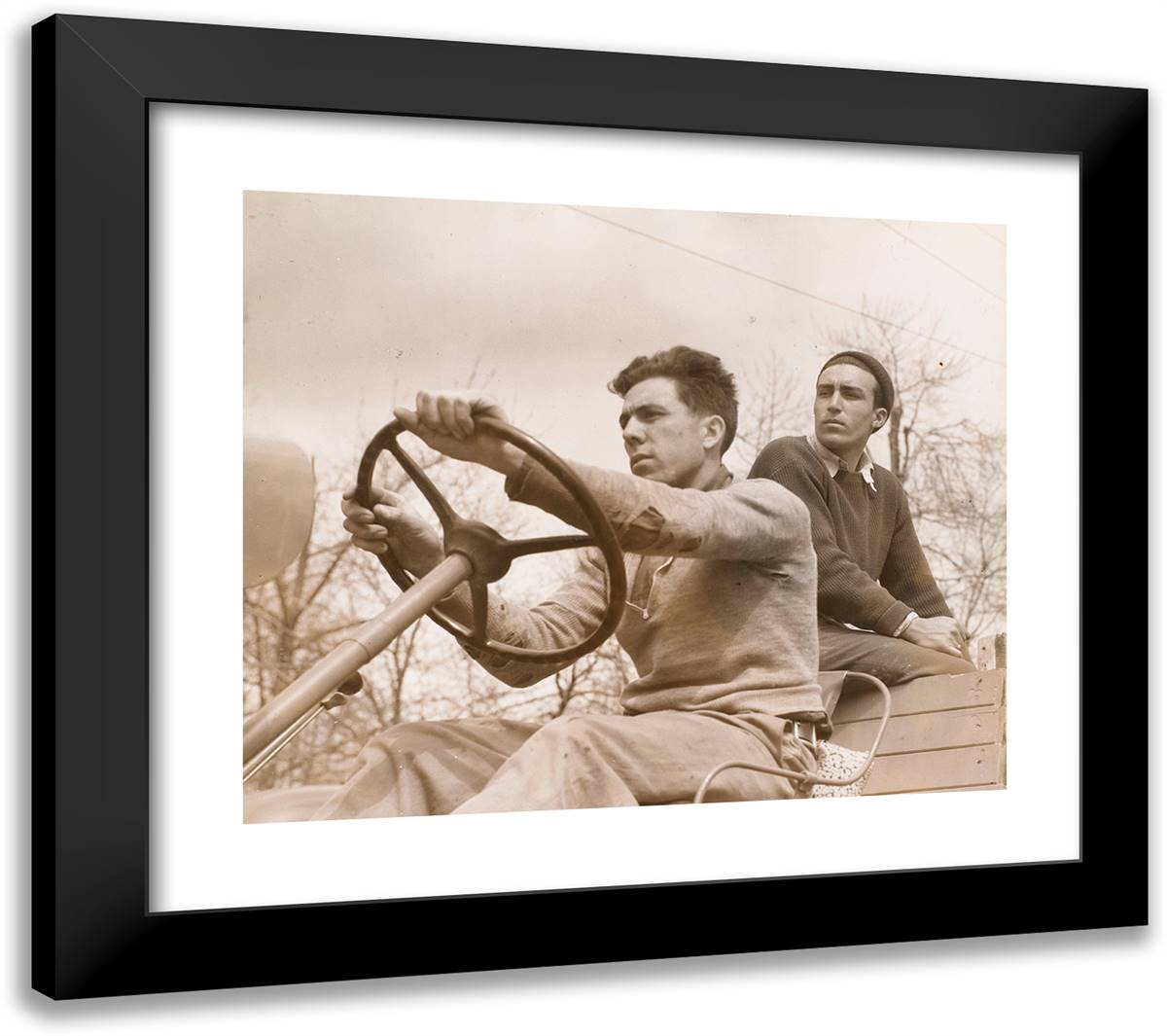 Two Men Driving a Truck 23x20 Black Modern Wood Framed Art Print Poster by Eagle, Arnold