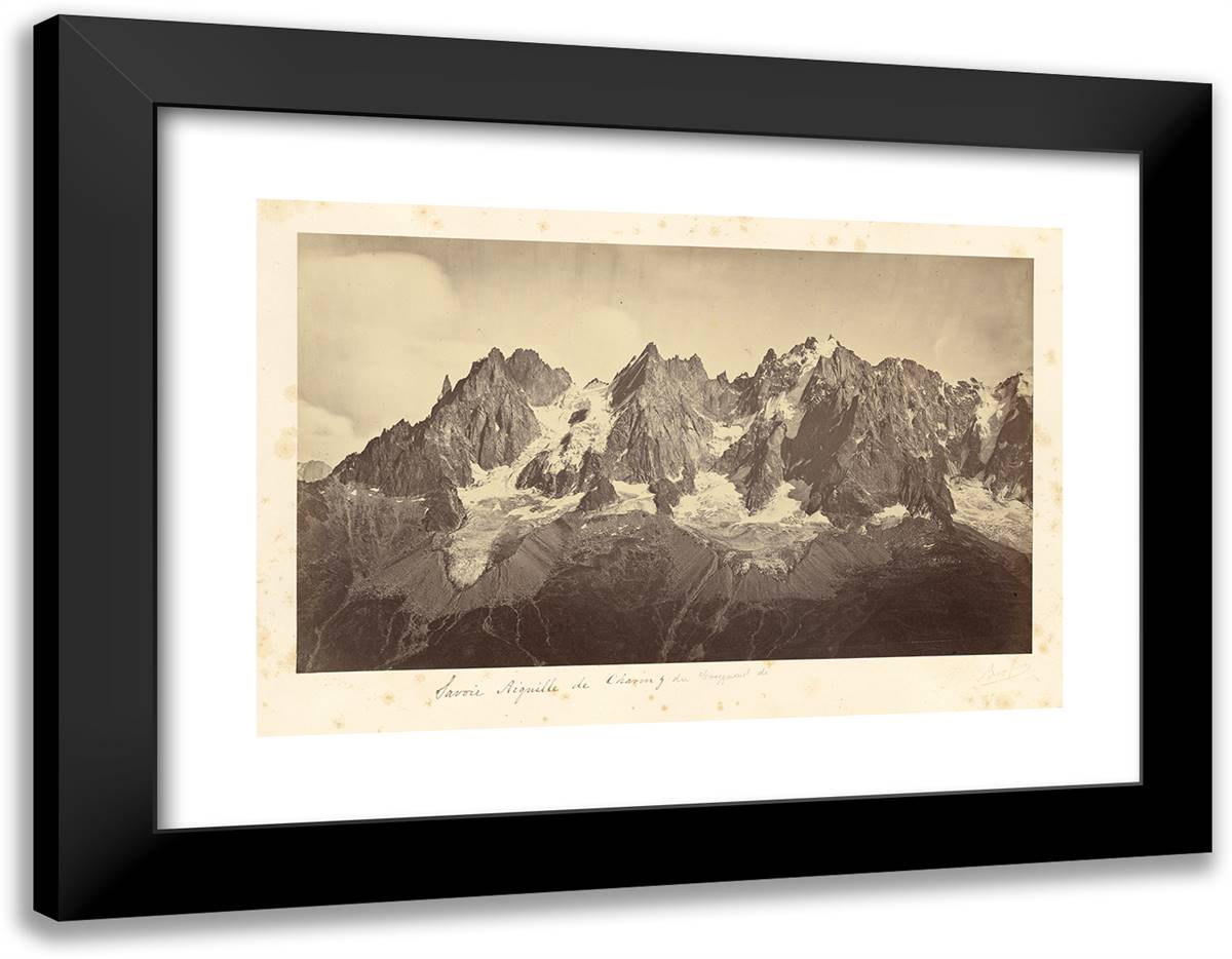 Aiguille De Charmoz 24x19 Black Modern Wood Framed Art Print Poster by Freres, Bisson