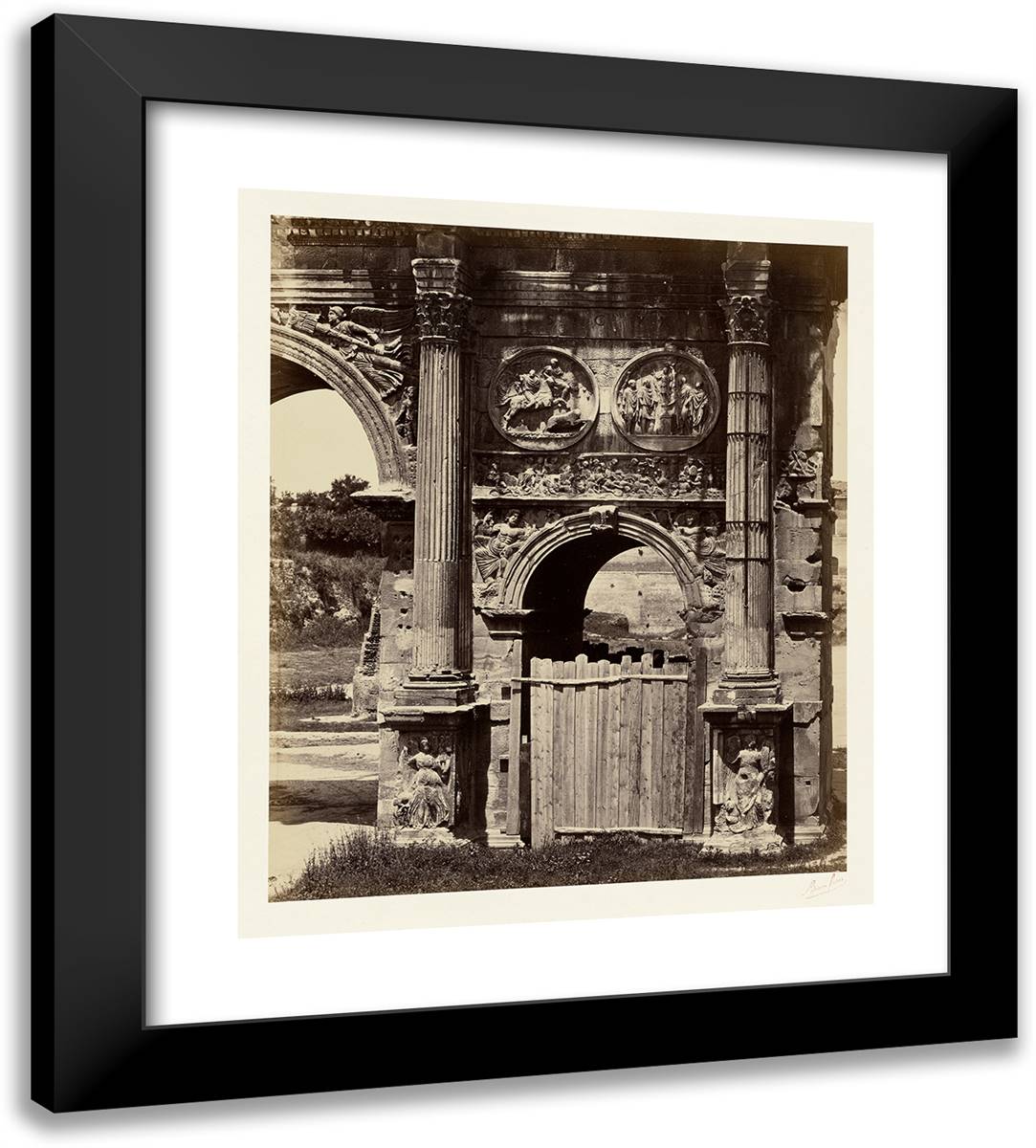 Arc De Constantin 20x22 Black Modern Wood Framed Art Print Poster by Freres, Bisson