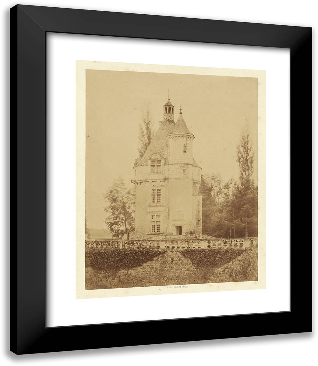 Chenonceaux 20x23 Black Modern Wood Framed Art Print Poster by Freres, Bisson
