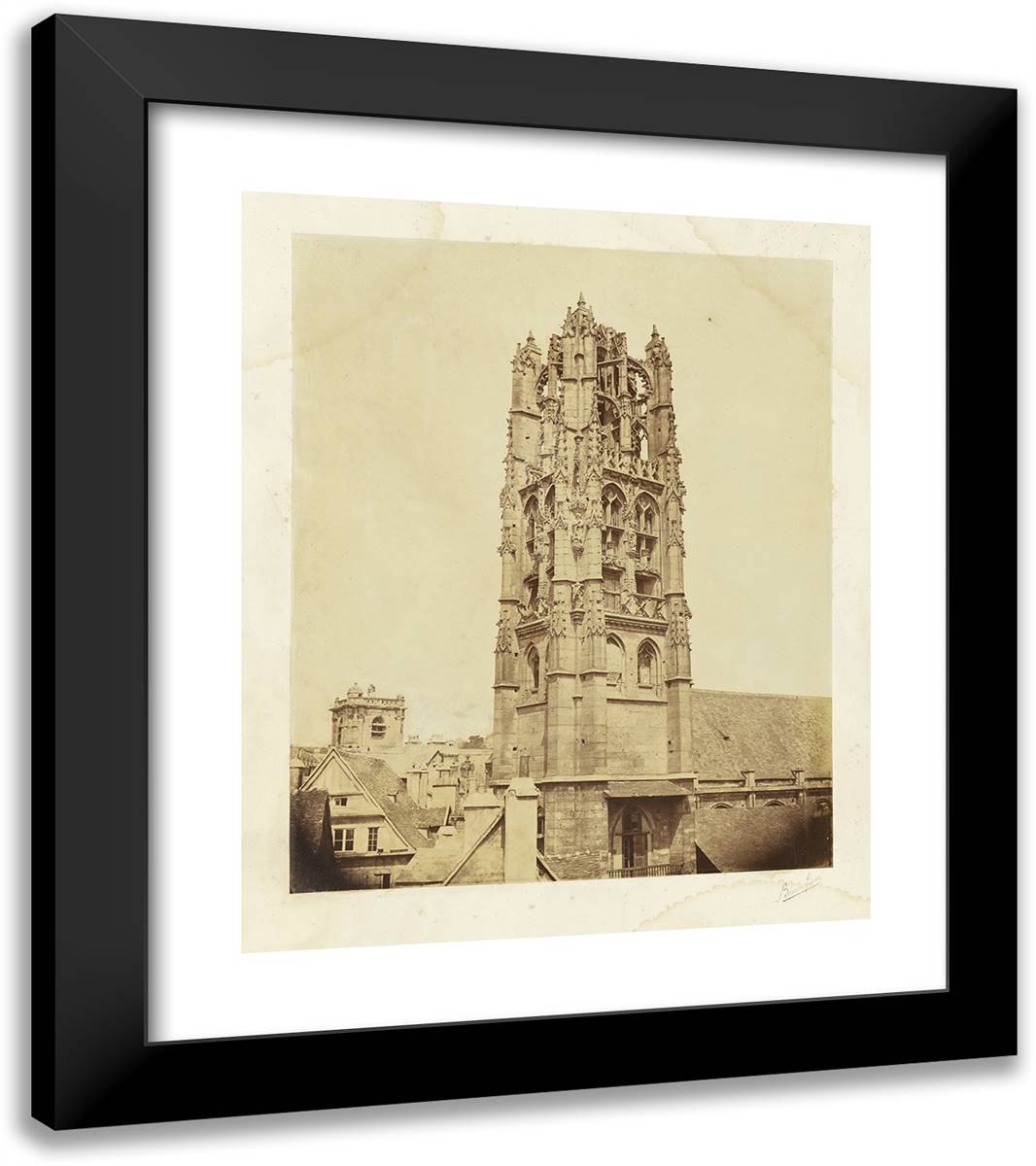 Church Tower 20x23 Black Modern Wood Framed Art Print Poster by Freres, Bisson