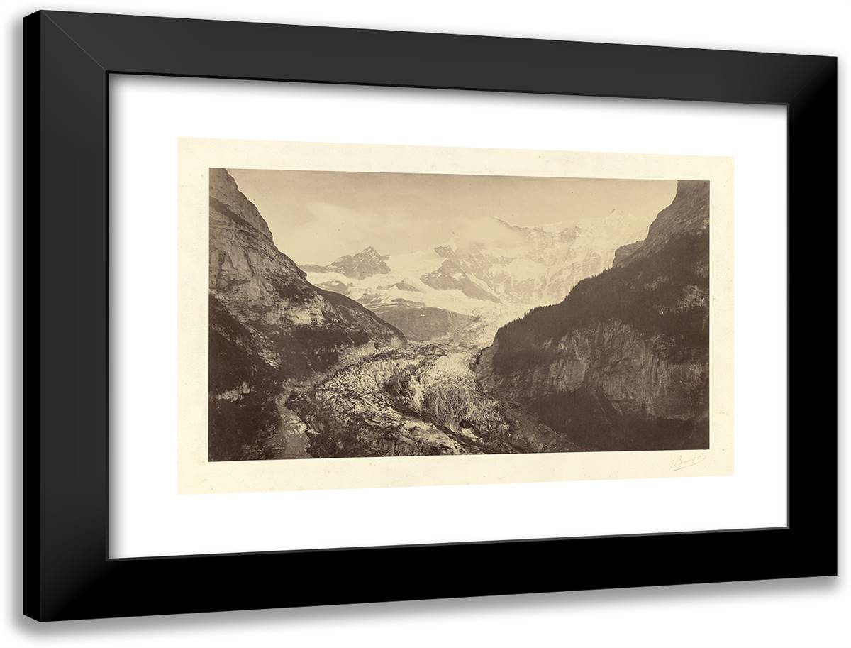 Grindelwald Glacier 24x18 Black Modern Wood Framed Art Print Poster by Freres, Bisson