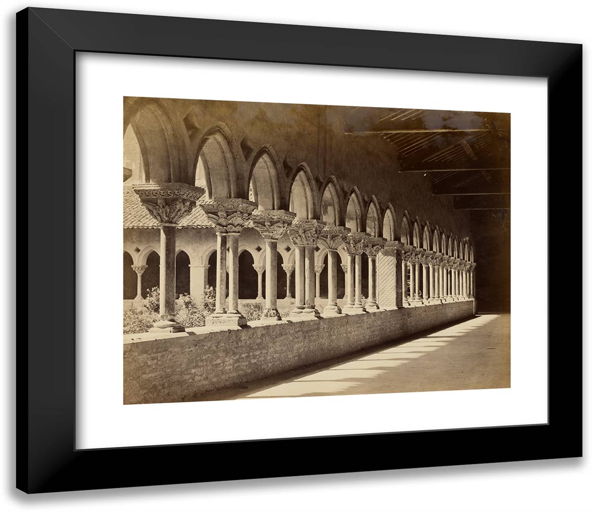 Moissac Cloister 23x20 Black Modern Wood Framed Art Print Poster by Freres, Bisson