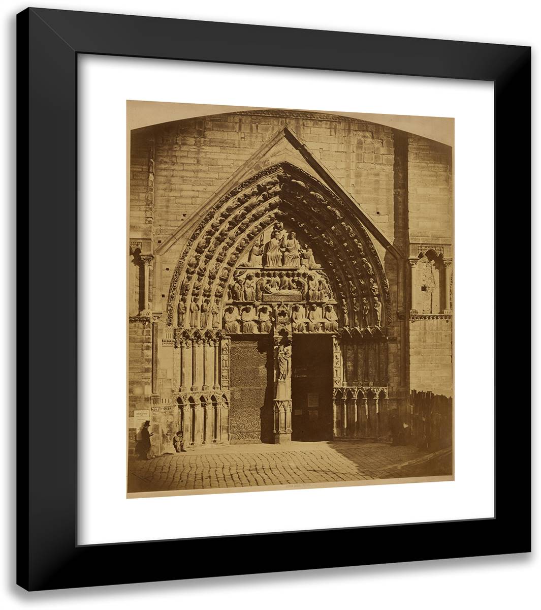 Notre-Dame Cathedral, Paris 20x23 Black Modern Wood Framed Art Print Poster by Freres, Bisson