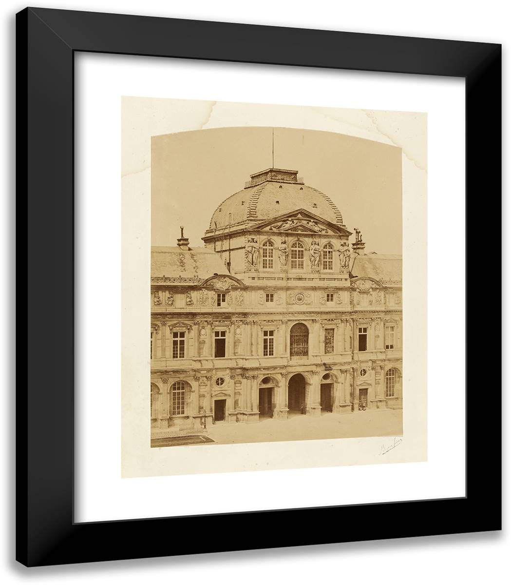 The Louvre Palace, Clock Pavillion 20x23 Black Modern Wood Framed Art Print Poster by Freres, Bisson