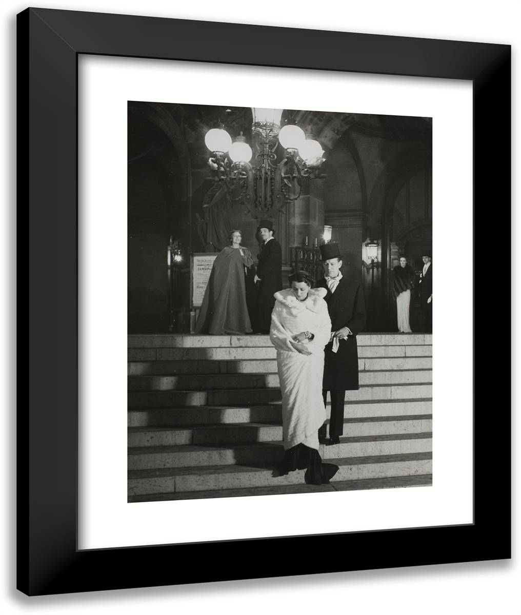 Leaving the Opera 20x24 Black Modern Wood Framed Art Print Poster by Brassaii