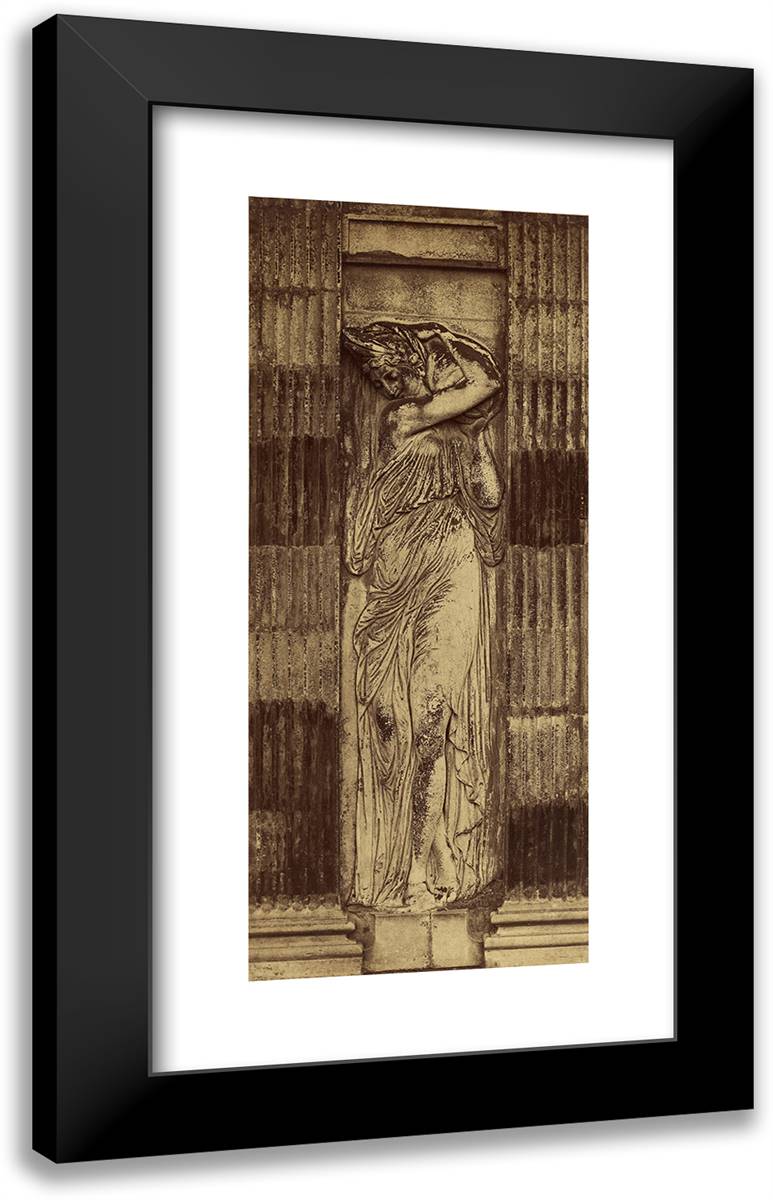 Detail Des Nymphe De Jean Goujon - Nymphe, Fontaine Des 15x24 Black Modern Wood Framed Art Print Poster by Marville, Charles