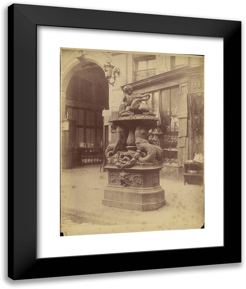 Fontaine De La Rue Faubourg-Saint-Martin 1848, Modele Ave 20x24 Black Modern Wood Framed Art Print Poster by Marville, Charles