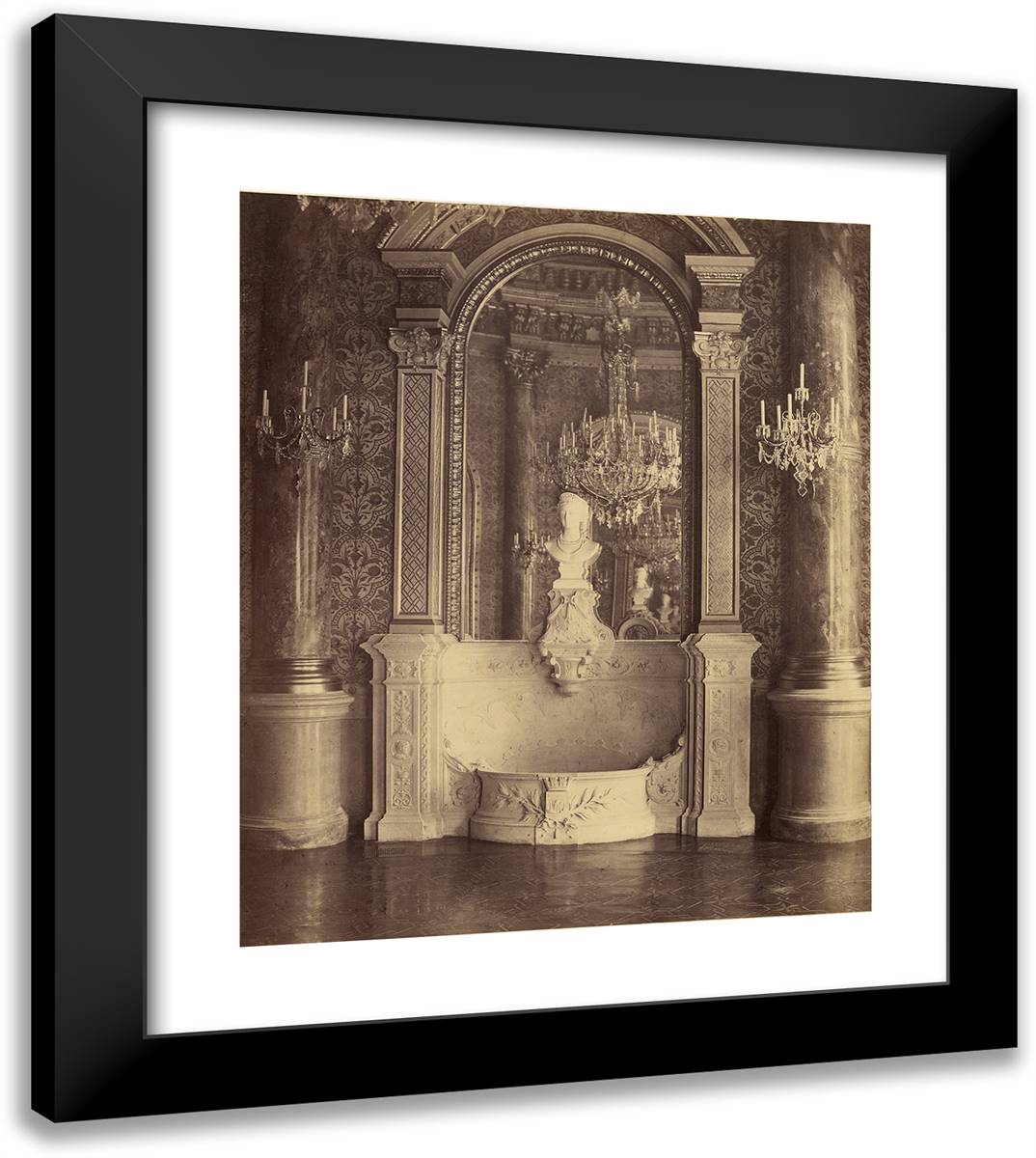 Interior of a Palace, Probably the Hotel De VIlle, Paris 20x23 Black Modern Wood Framed Art Print Poster by Marville, Charles