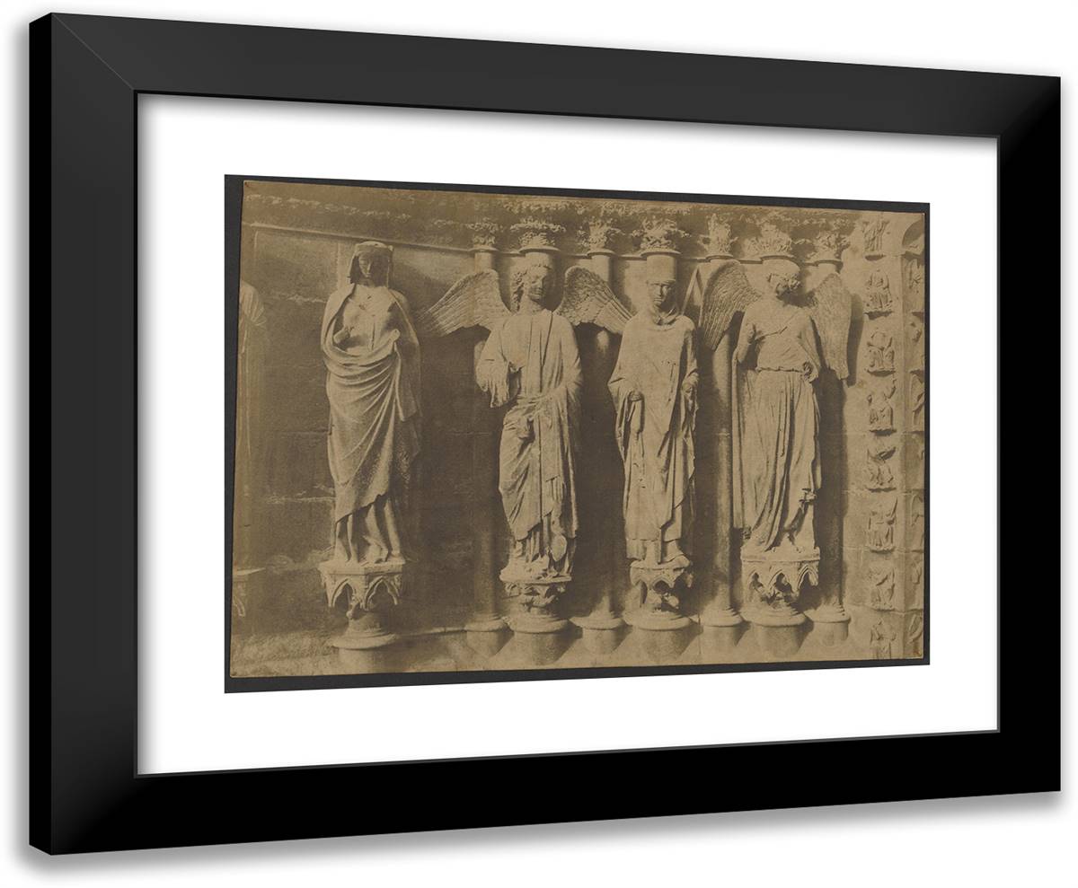 Louis Desire Blanqua-(Cathedrale De Reims. Portail Principal.) 24x20 Black Modern Wood Framed Art Print Poster by Marville, Charles
