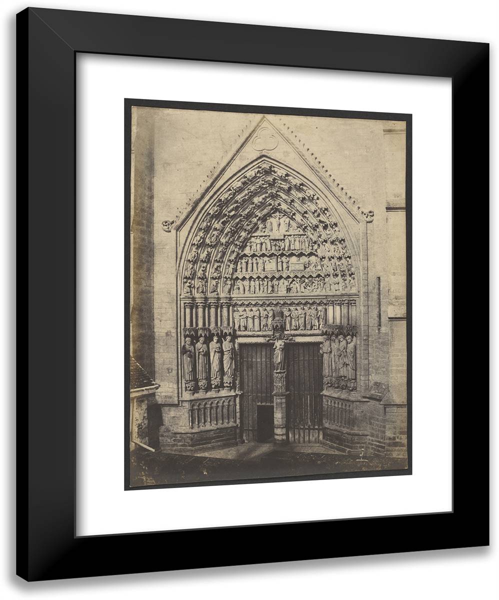Louis Desire Blanqua-(Portail Lateral De La Cathedrale D'Amiens.) 19x24 Black Modern Wood Framed Art Print Poster by Marville, Charles