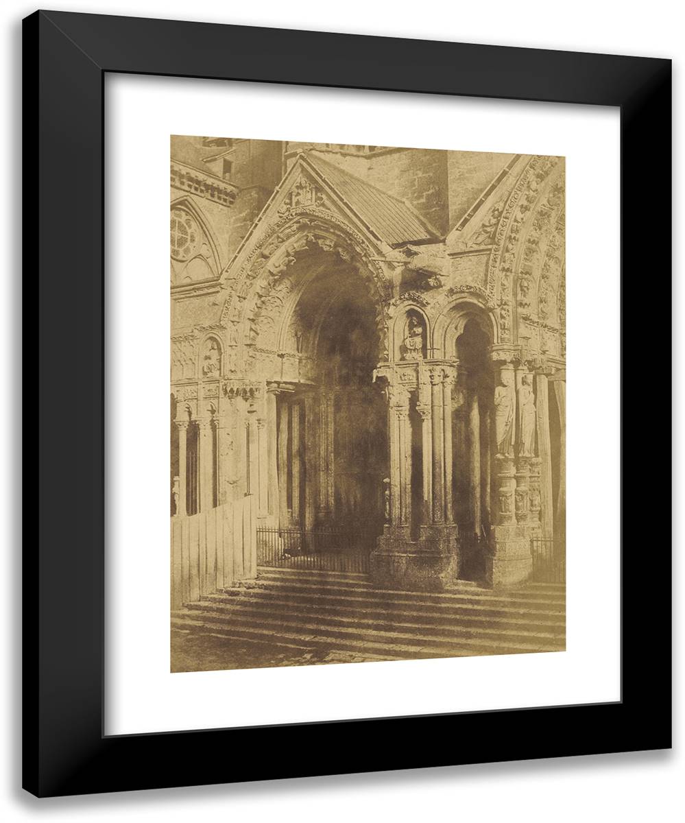 Louis Desire Blanqua-Cathedrale De Chartres. Portail Septentrional. 19x24 Black Modern Wood Framed Art Print Poster by Marville, Charles