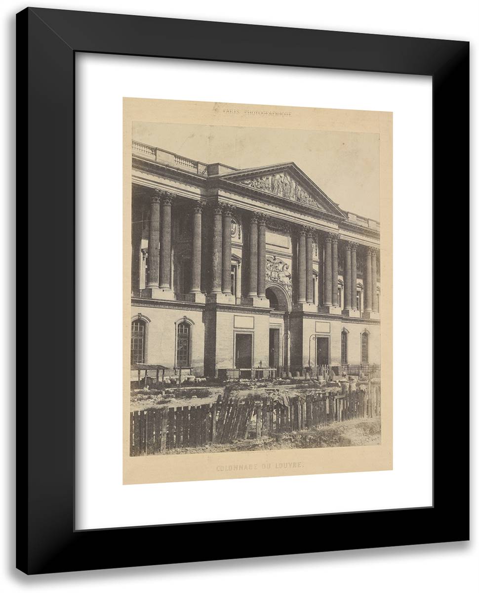 Louis Desire Blanqua-Colonnade Du Louvre 19x24 Black Modern Wood Framed Art Print Poster by Marville, Charles