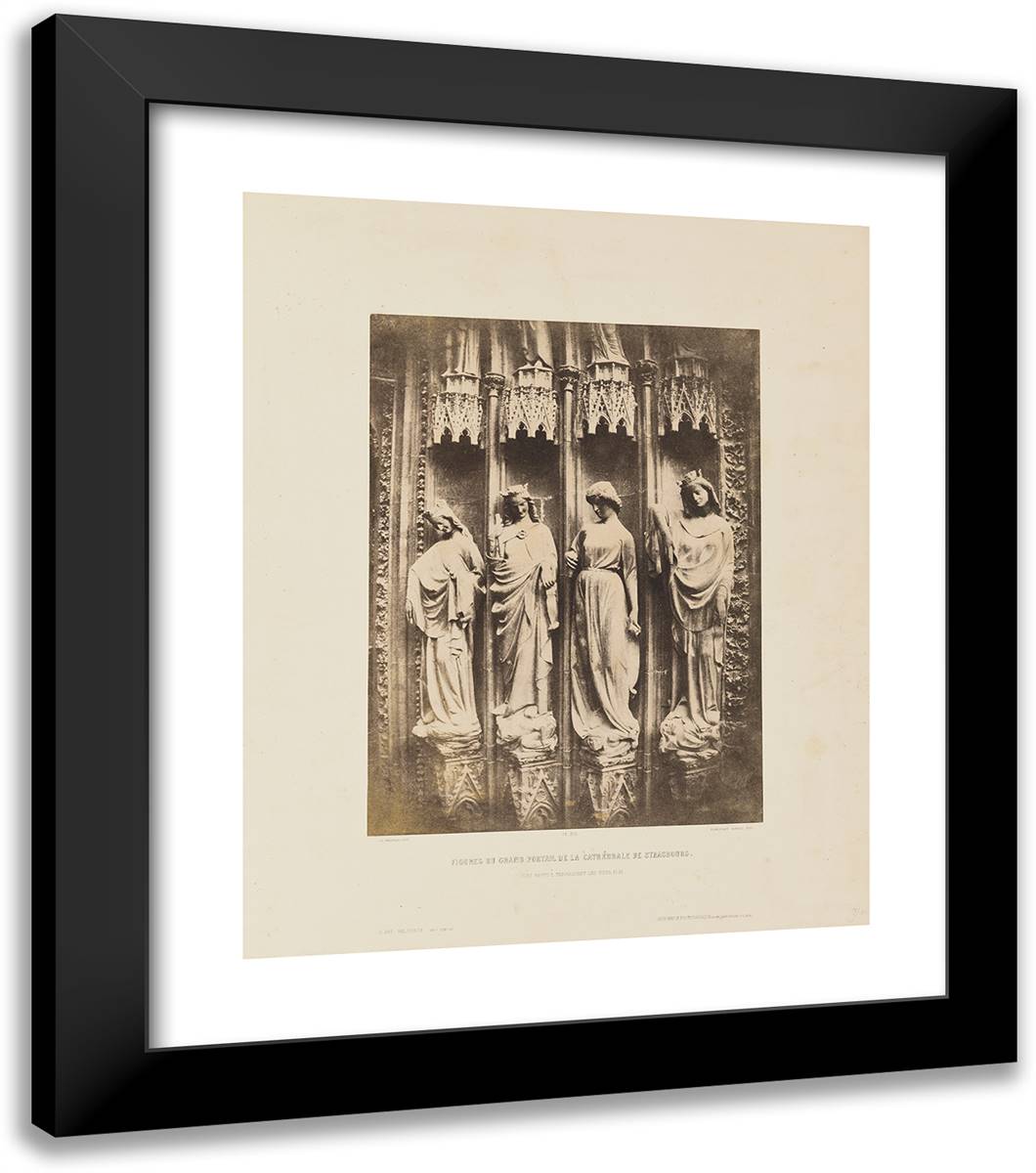 Louis Desire Blanqua-Figures Du Grand Portal De La Cathedrale De Strasbourg - Fig 20x23 Black Modern Wood Framed Art Print Poster by Marville, Charles