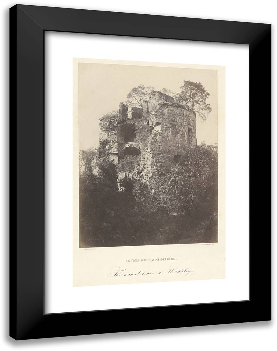 Louis Desire Blanqua-La Tour Minee a Heidelberg. the Mined Tower at Heidelberg. 18x24 Black Modern Wood Framed Art Print Poster by Marville, Charles