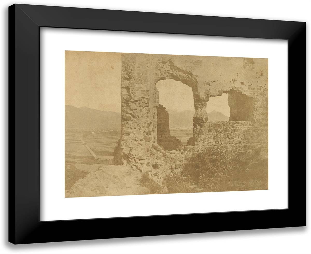 Louis Desire Blanqua-Les Sept Montagnes Vues Et Ruines Du Godesberg. 24x20 Black Modern Wood Framed Art Print Poster by Marville, Charles