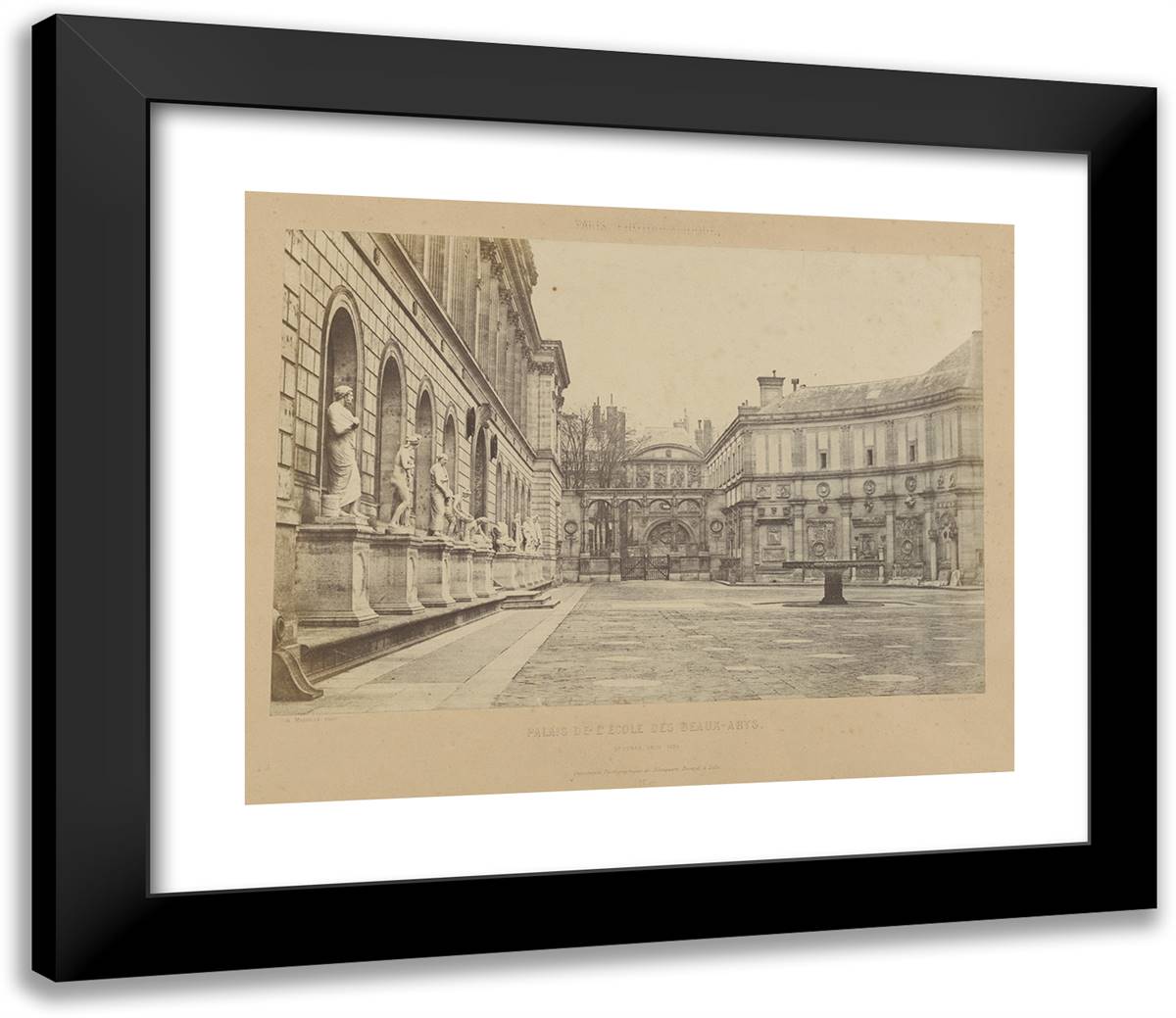 Louis Desire Blanqua-Palais De L'Ecole Des Beaux-Arts. 23x20 Black Modern Wood Framed Art Print Poster by Marville, Charles