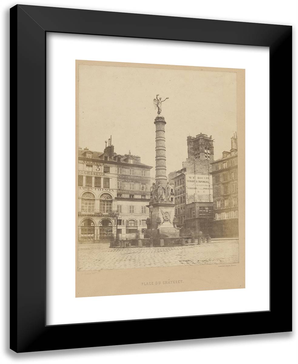 Louis Desire Blanqua-Place Du Chatelet. 19x24 Black Modern Wood Framed Art Print Poster by Marville, Charles