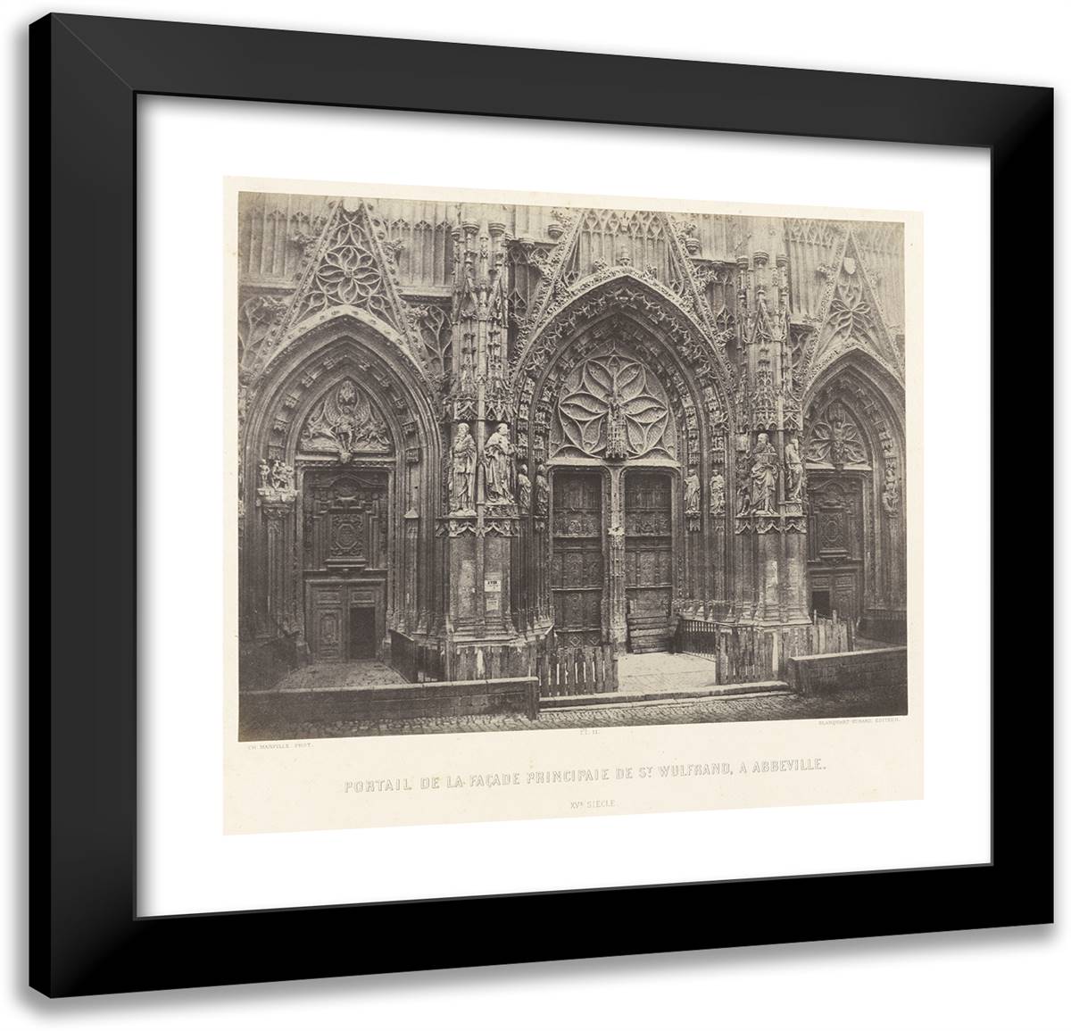 Louis Desire Blanqua-Portail De La Facade Principaie De St. Wulfrand, a Abbeville 21x20 Black Modern Wood Framed Art Print Poster by Marville, Charles