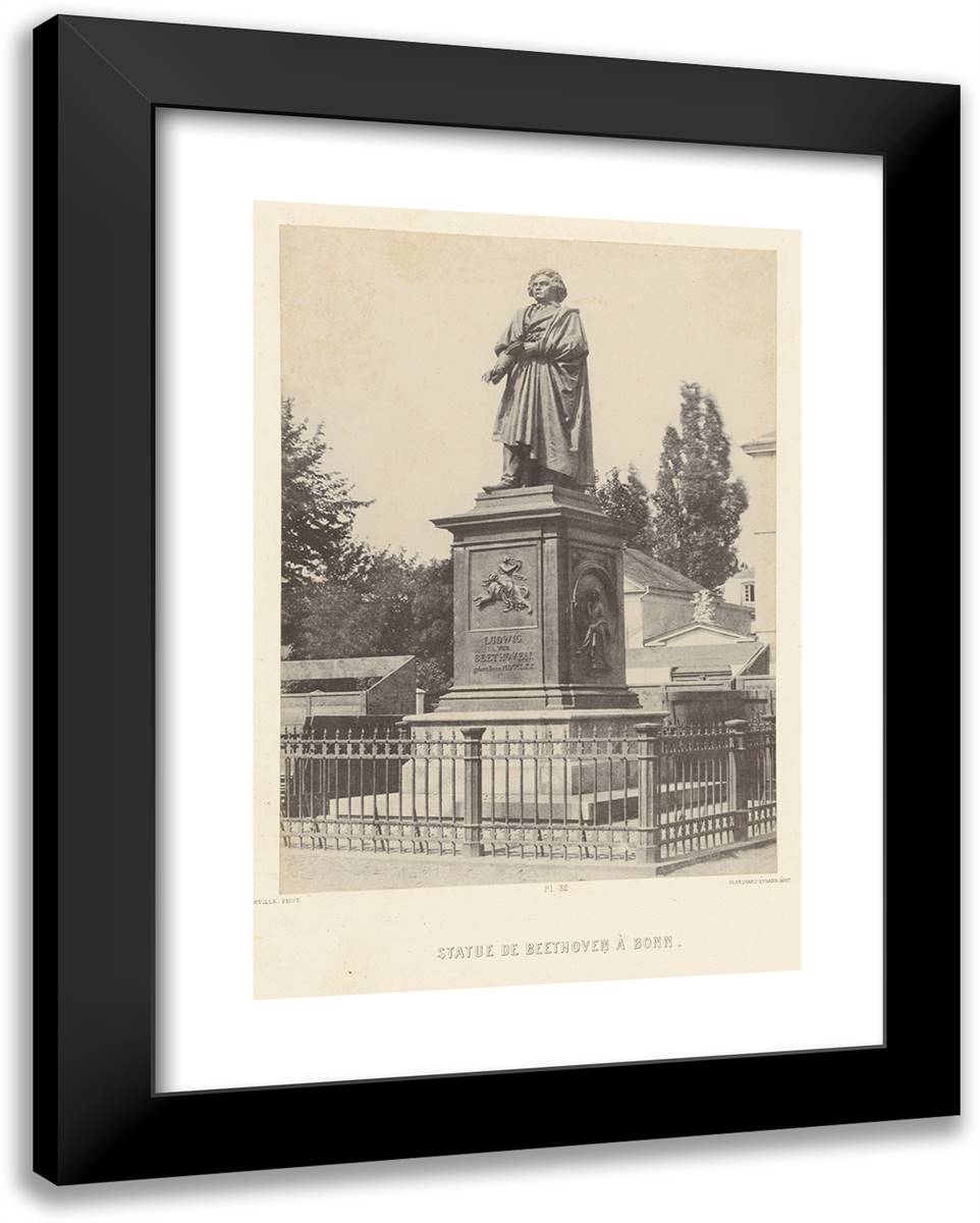 Louis Desire Blanqua-Statue De Beethoven a Bonn. 19x24 Black Modern Wood Framed Art Print Poster by Marville, Charles