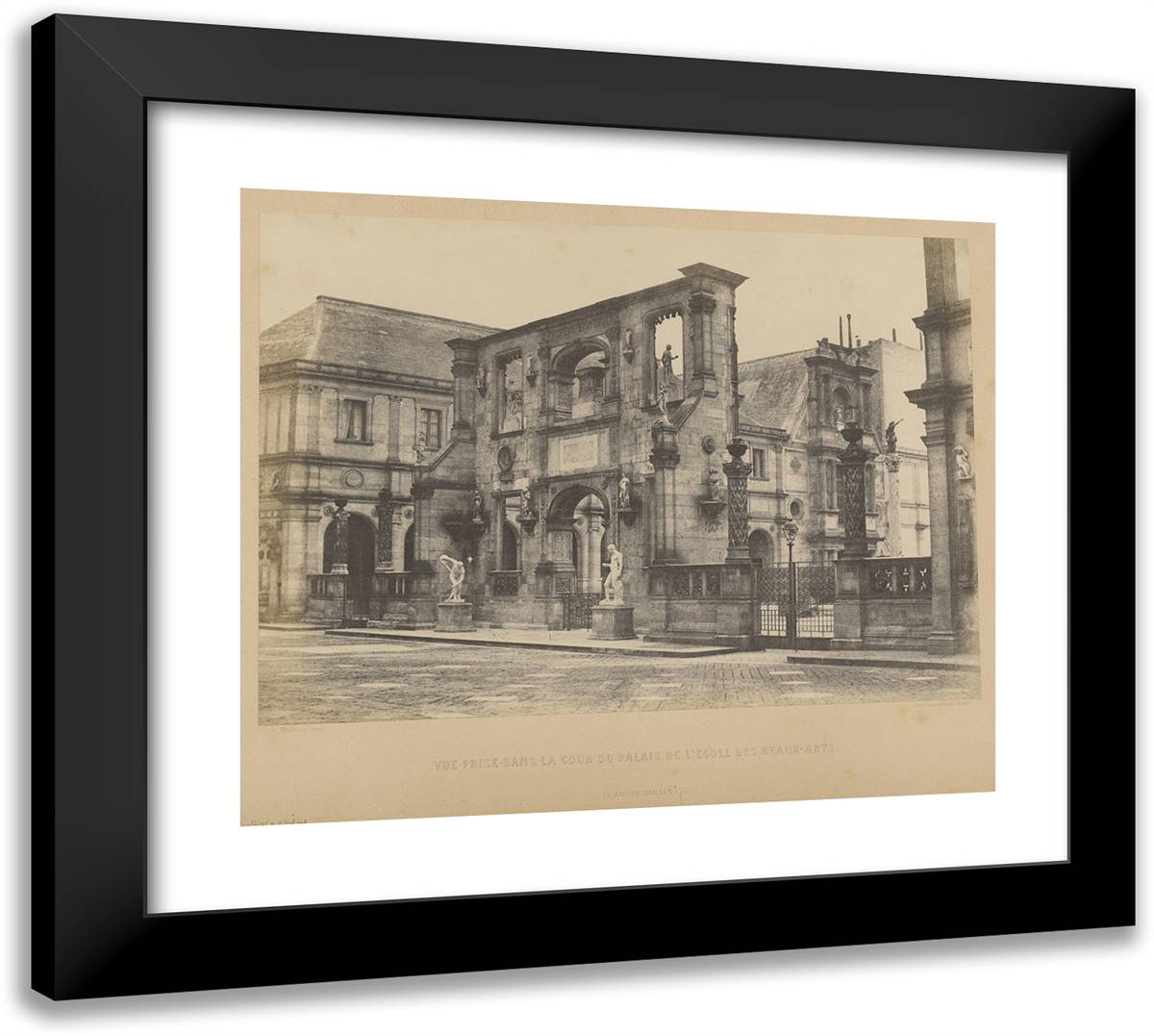 Louis Desire Blanqua-Vue Prise Dans La Cour Du Palais De L'Ecole Des Beaux-Arts. 22x20 Black Modern Wood Framed Art Print Poster by Marville, Charles