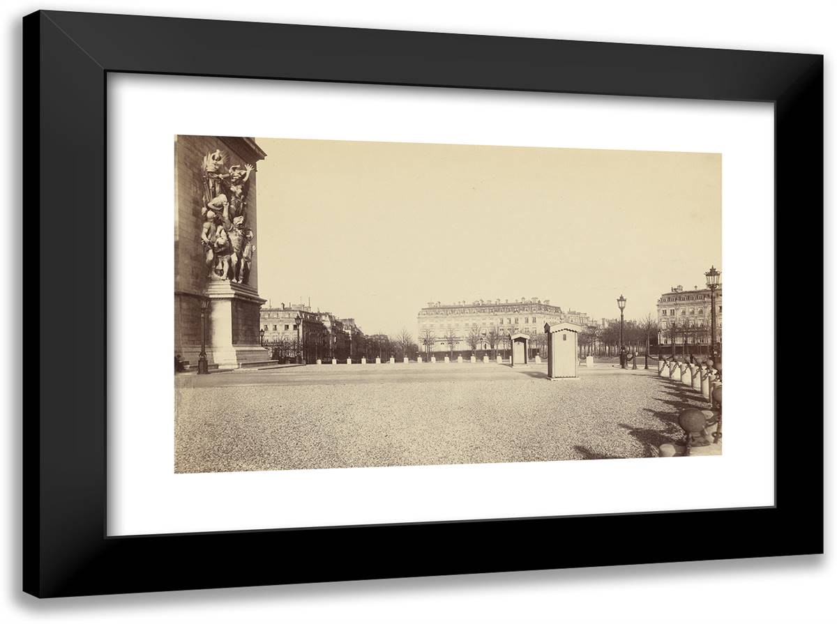 Place De L'Arc De Triomphe - (Place De L'Etoile, Paris) 24x18 Black Modern Wood Framed Art Print Poster by Marville, Charles