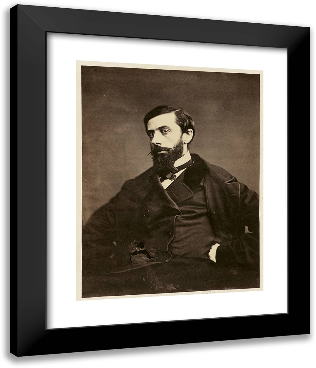 Portrait of Charles-Theodule Deveria 20x24 Black Modern Wood Framed Art Print Poster by Marville, Charles