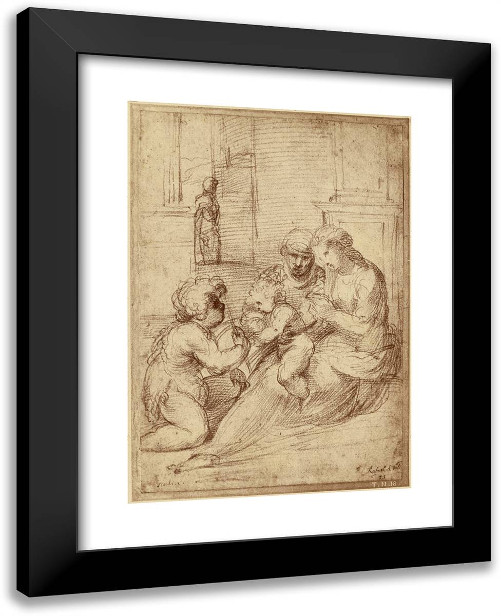 Reproduction of a Drawing by Raphaël 19x24 Black Modern Wood Framed Art Print Poster by Marville, Charles