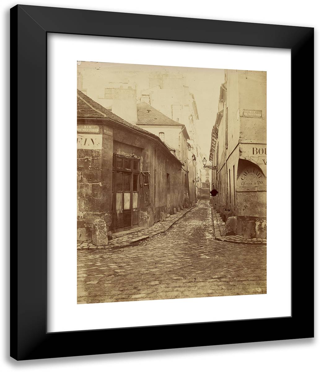 Rue Du Gindre Partie De La Rue Madame. Vue Prise De La Ru 20x24 Black Modern Wood Framed Art Print Poster by Marville, Charles