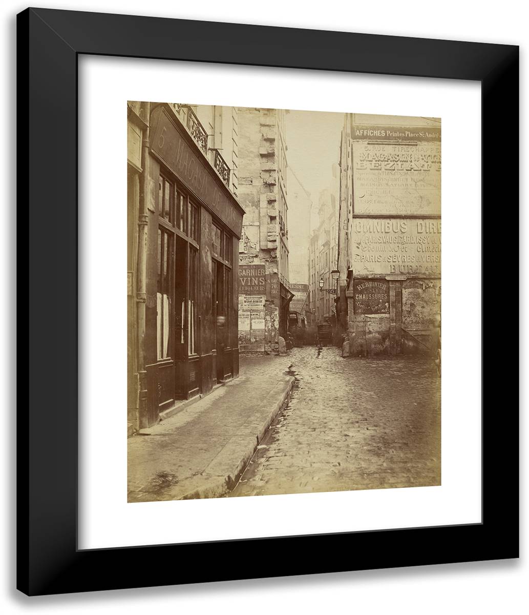 Rue Tirechappe, Vue Prise De La Rue Saint-Honore 20x24 Black Modern Wood Framed Art Print Poster by Marville, Charles
