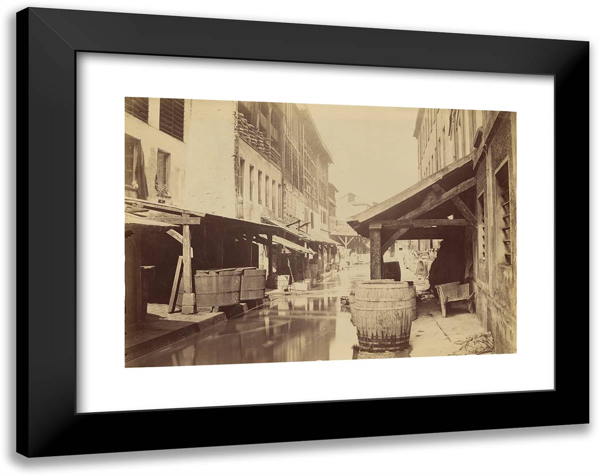 Tannerie Au Bord De La Bievre - La Bievre Et Les Tannerie 24x19 Black Modern Wood Framed Art Print Poster by Marville, Charles