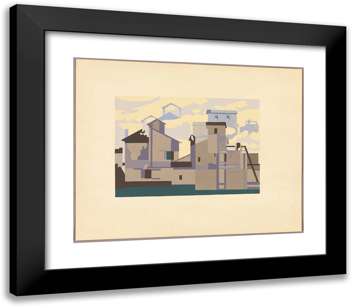 Architectural Cadences 23x20 Black Modern Wood Framed Art Print Poster by Sheeler, Charles