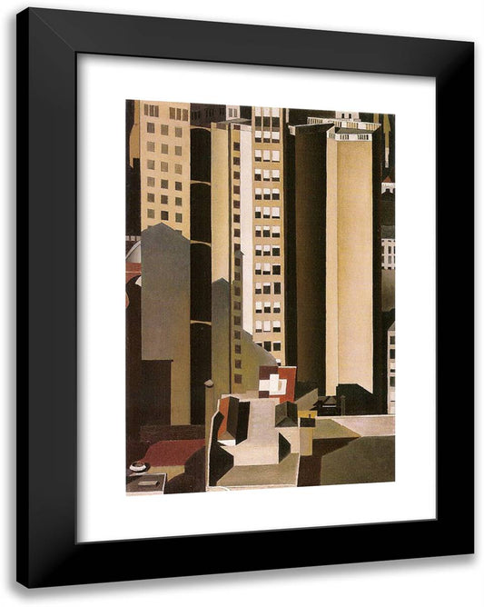 Skyscrapers 19x24 Black Modern Wood Framed Art Print Poster by Sheeler, Charles