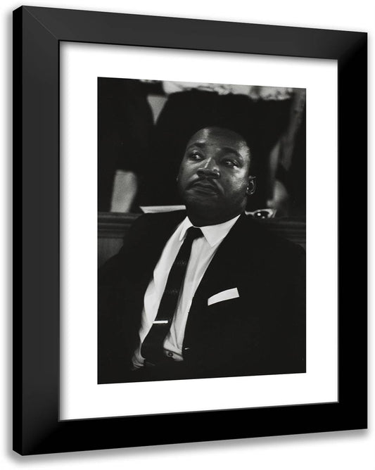 Dr. Martin Luther King Just Before He Speaks at Birmingham 18x24 Black Modern Wood Framed Art Print Poster by Lyon, Danny