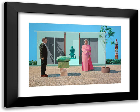 American Collectors (Fred and Marcia Weisman) 24x19 Black Modern Wood Framed Art Print Poster by Hockney, David