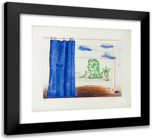 What Is This Picasso, from the Blue Guitar 22x20 Black Modern Wood Framed Art Print Poster by Hockney, David